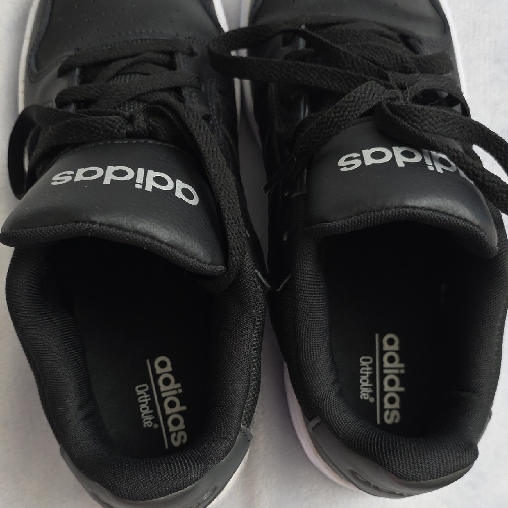 Adidas Black White Sneakers Womens Size 9.5 Athletic Casual Lace Up Shoes - Picture 5 of 7